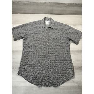 Wrangler Wrancher Pearl Snap Western Shirt Men’s L Short Sleeve Geometric Print